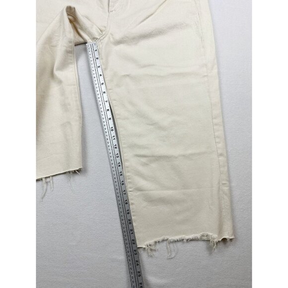 AMERICAN EAGLE Womens Jeans Size 18 Short Wide Leg Crop Cream Button Fly - Picture 10 of 11